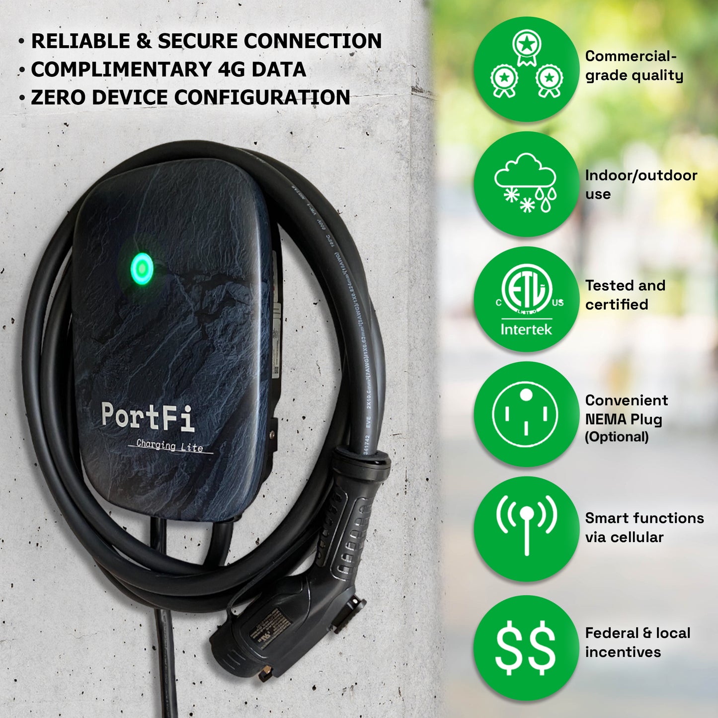 PortFi Commercial EV Charging Solution · Smart Level 2 Station & Software Bundle