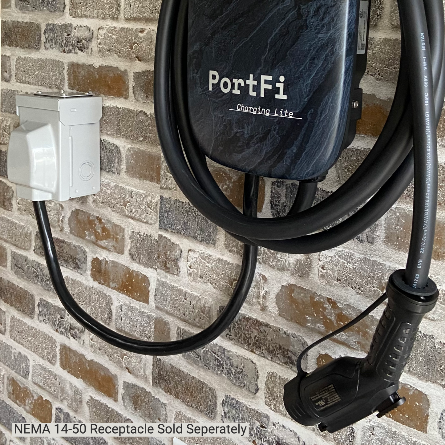 PortFi Charging Lite Smart Premium 4G Level 2 EV Charging Station - Lifetime 4G Data, Zero Configuration, Safety Certified, Outdoor-ready, NEMA 14-50 Plug (40A or 32A)